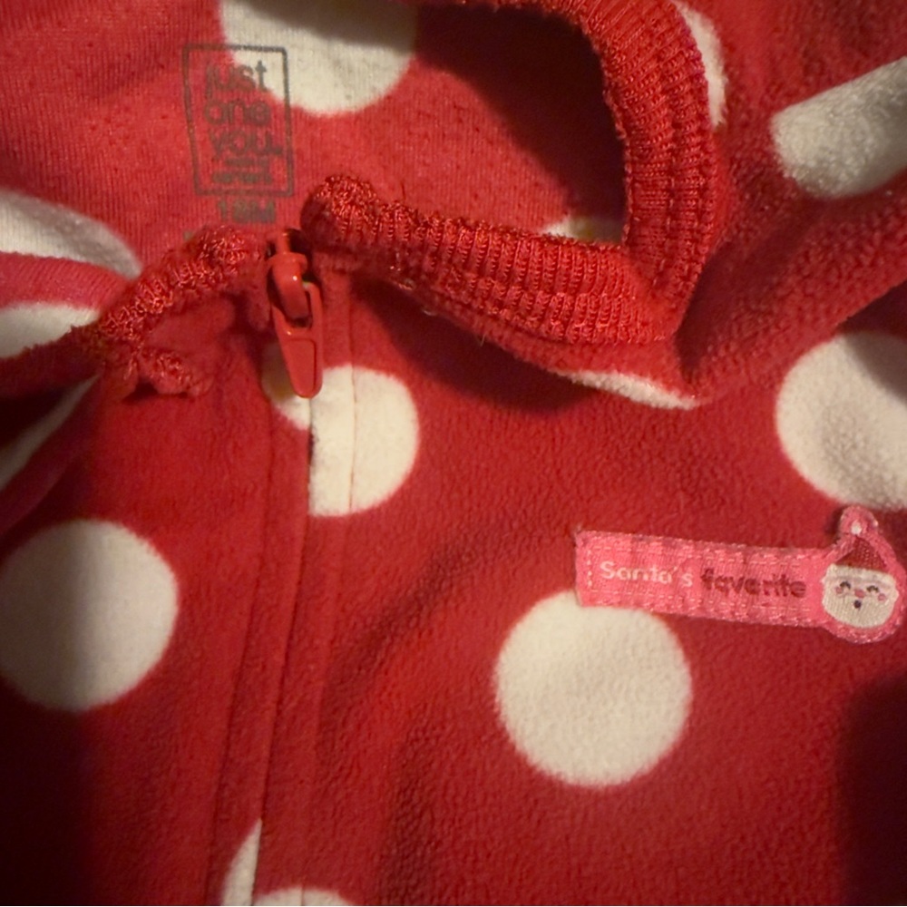 Carter's Red and White Polka Dot Footie Pajamas size 18 months - Picture 3 of 5